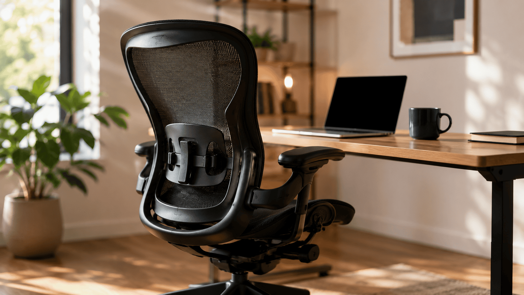 Best ergonomic chair under $300 — modern mesh office chair at a light oak desk in a home office