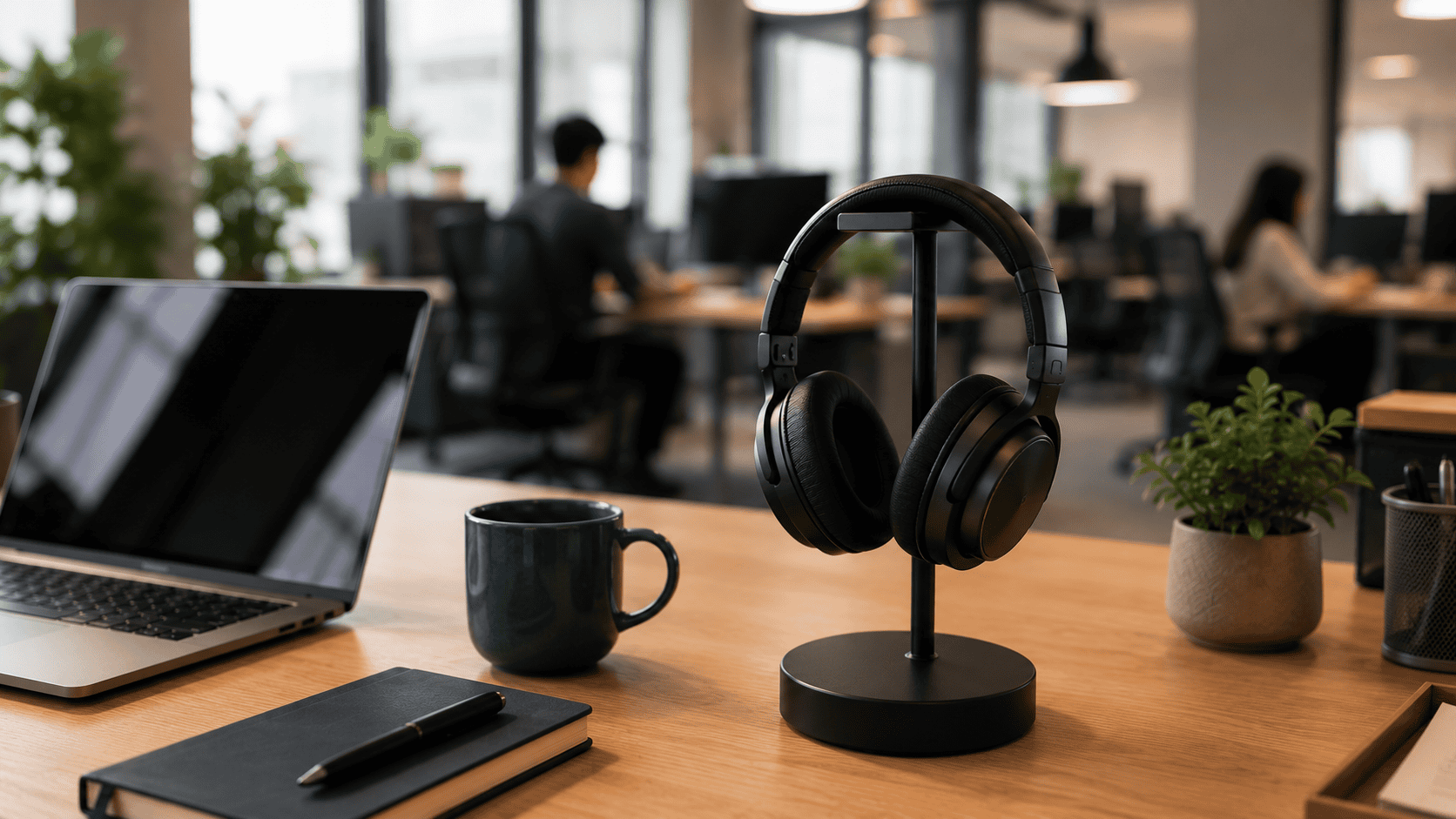 Best noise-cancelling headphones for office — premium ANC headphones on a work desk