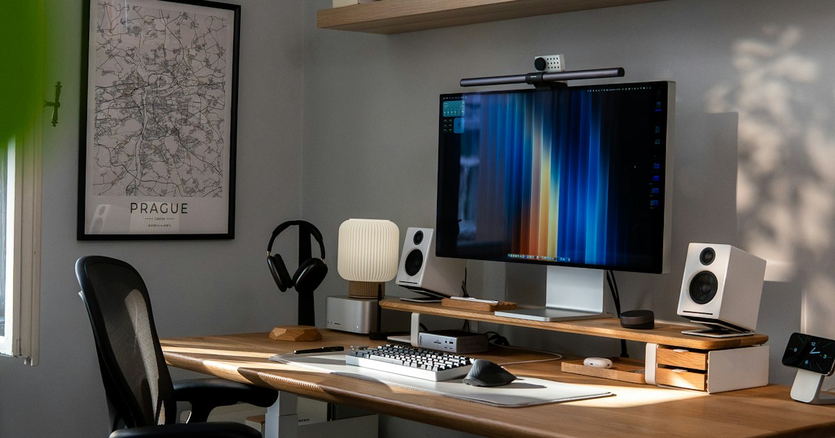 Modern home office desk setup with computer and plants, cheap standing desk buying guide